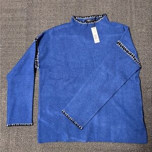 Tahari Royal Blue Funnel Neck Sweater with Black and White Trim